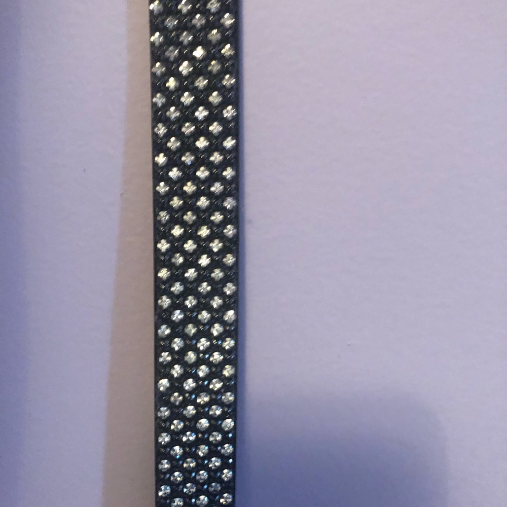 BCBG Max Azria Black faux leather rhinestone belt